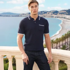 Riviera Waffle Knit Polo Navy-Collars & Co New