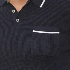 Riviera Waffle Knit Polo Navy-Collars & Co New