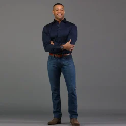 Semi-Spread Collar Polo Long Sleeve-Collars & Co Discount