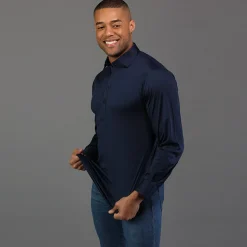 Semi-Spread Collar Polo Long Sleeve-Collars & Co Discount