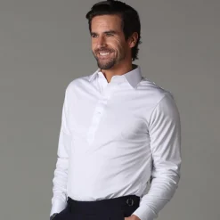 Semi-Spread Collar Polo Long Sleeve-Collars & Co Online