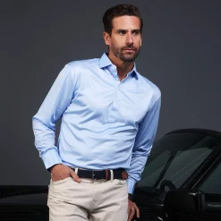 Semi-Spread Collar Polo Long Sleeve-Collars & Co Sale