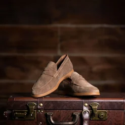 Sigaro Penny Loafers in Dark Tobacco Suede-Collars & Co Hot