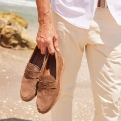 Sigaro Penny Loafers in Dark Tobacco Suede-Collars & Co Hot