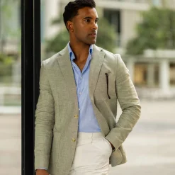 The Lorenzo Linen & Cotton Blazer-Collars & Co Outlet