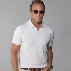 The Maranello Cotton & Silk Buttonless Polo - Tailored Fit-Collars & Co Hot
