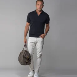 The Maranello Cotton & Silk Three Button Polo - Tailored Fit-Collars & Co Clearance