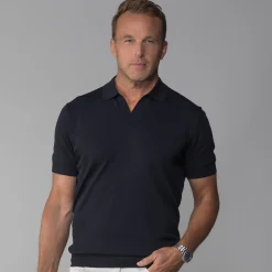 The Maranello Cotton & Silk Buttonless Polo - Tailored Fit-Collars & Co Outlet