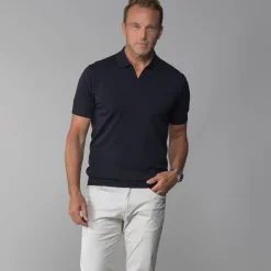 The Maranello Cotton & Silk Buttonless Polo - Tailored Fit-Collars & Co Outlet