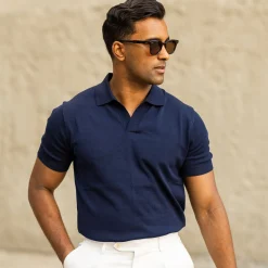 The Maranello Cotton & Silk Buttonless Polo - Tailored Fit-Collars & Co Best