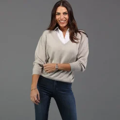 Women's Sleeveless Semi Spread Polo-Collars & Co Discount