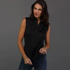 Women's Sleeveless Semi Spread Polo-Collars & Co Sale