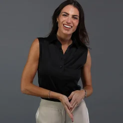 Women's Sleeveless Semi Spread Polo-Collars & Co Sale